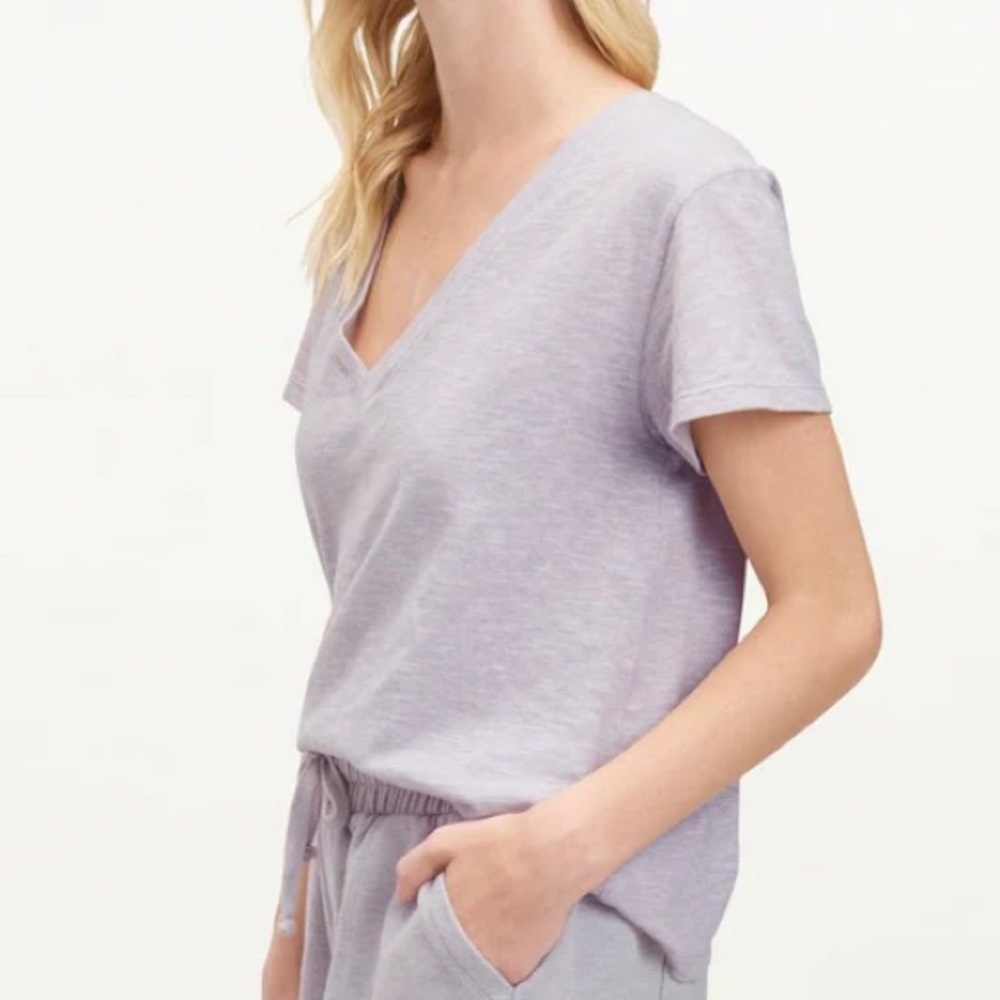 Splendid Medium Top Botanical Dyed V-Neck Short Sleeve Tee 100% cotton NWT - Picture 5 of 10